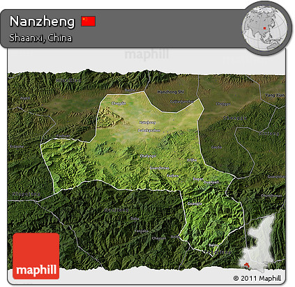 Satellite 3D Map of Nanzheng, darken