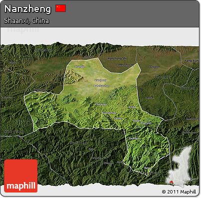 Satellite 3D Map of Nanzheng, darken