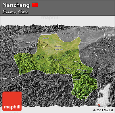Satellite 3D Map of Nanzheng, desaturated