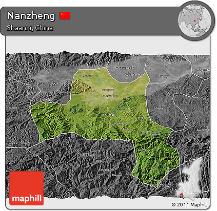Satellite 3D Map of Nanzheng, desaturated