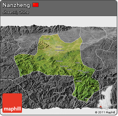Satellite 3D Map of Nanzheng, desaturated