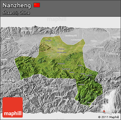 Satellite 3D Map of Nanzheng, lighten, desaturated