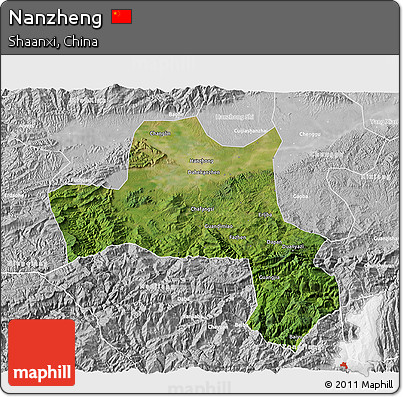 Satellite 3D Map of Nanzheng, lighten, desaturated