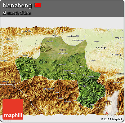 Satellite 3D Map of Nanzheng, physical outside