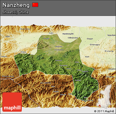 Satellite 3D Map of Nanzheng, physical outside