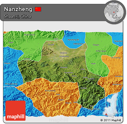 Satellite 3D Map of Nanzheng, political outside