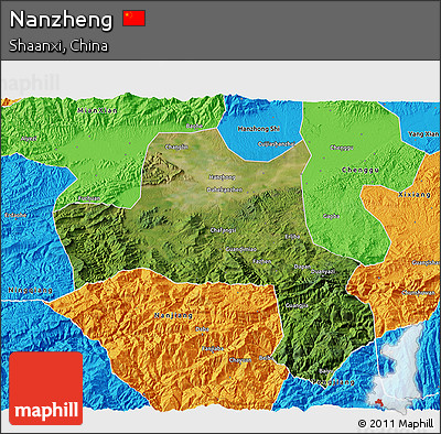 Satellite 3D Map of Nanzheng, political outside