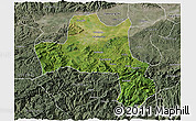 Satellite 3D Map of Nanzheng, semi-desaturated