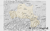 Shaded Relief 3D Map of Nanzheng, desaturated
