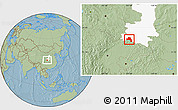 Savanna Style Location Map of Nanzheng, highlighted parent region, hill shading