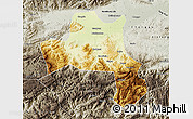 Physical Map of Nanzheng, semi-desaturated