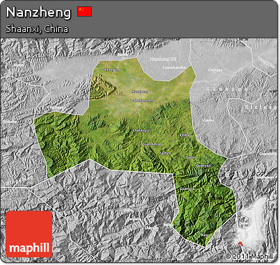 Satellite Map of Nanzheng, lighten, desaturated