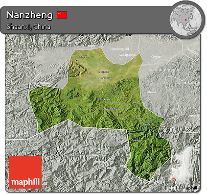 Satellite Map of Nanzheng, lighten, semi-desaturated