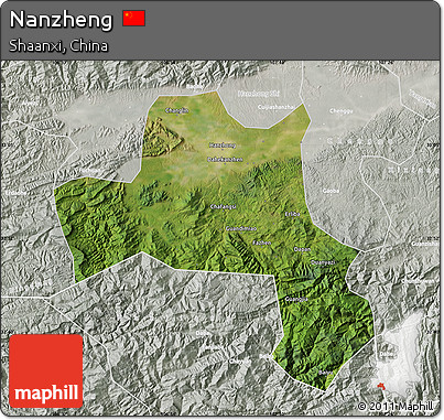 Satellite Map of Nanzheng, lighten, semi-desaturated