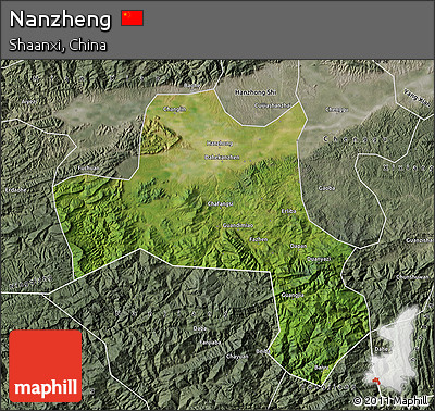 Satellite Map of Nanzheng, semi-desaturated