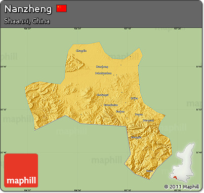 Savanna Style Map of Nanzheng, single color outside