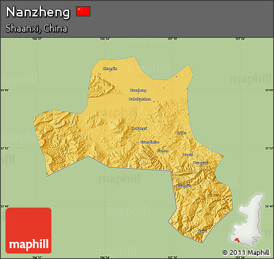 Savanna Style Map of Nanzheng, single color outside