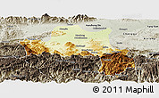 Physical Panoramic Map of Nanzheng, semi-desaturated