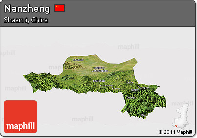 Satellite Panoramic Map of Nanzheng, cropped outside