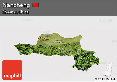 Satellite Panoramic Map of Nanzheng, cropped outside