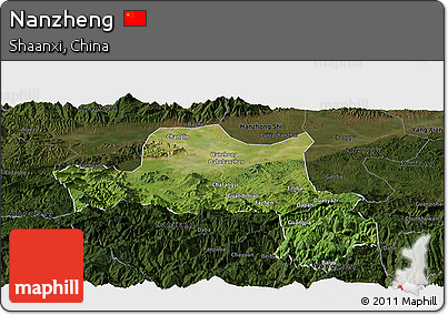 Satellite Panoramic Map of Nanzheng, darken