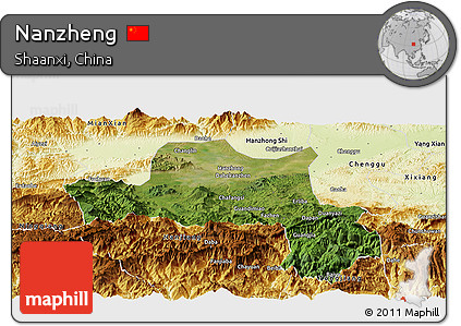 Satellite Panoramic Map of Nanzheng, physical outside