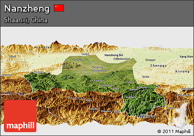 Satellite Panoramic Map of Nanzheng, physical outside