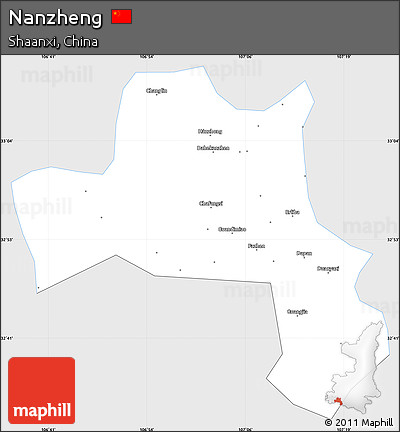 Silver Style Simple Map of Nanzheng, single color outside