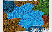Political 3D Map of Ningqiang, darken