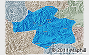 Political 3D Map of Ningqiang, lighten, semi-desaturated