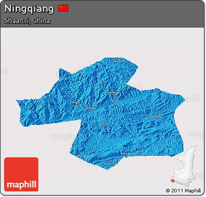 Political 3D Map of Ningqiang, single color outside