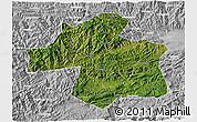 Satellite 3D Map of Ningqiang, lighten, desaturated