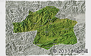 Satellite 3D Map of Ningqiang, lighten, semi-desaturated