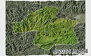 Satellite 3D Map of Ningqiang, semi-desaturated