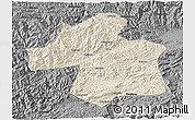 Shaded Relief 3D Map of Ningqiang, darken, desaturated