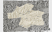 Shaded Relief 3D Map of Ningqiang, darken, semi-desaturated