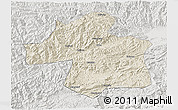 Shaded Relief 3D Map of Ningqiang, lighten, semi-desaturated