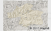 Shaded Relief 3D Map of Ningqiang, semi-desaturated