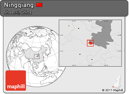 Blank Location Map of Ningqiang, highlighted country, highlighted parent region