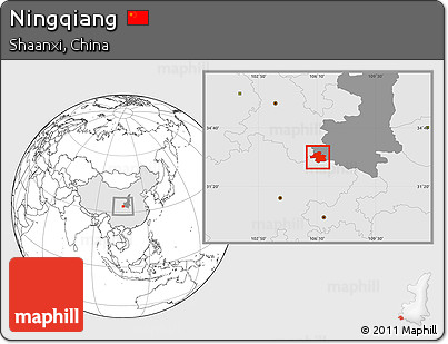 Blank Location Map of Ningqiang, highlighted country, highlighted parent region