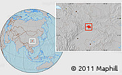 Gray Location Map of Ningqiang, hill shading