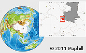 Physical Location Map of Ningqiang, highlighted country, highlighted parent region