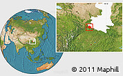Satellite Location Map of Ningqiang, highlighted parent region
