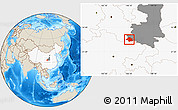 Shaded Relief Location Map of Ningqiang, highlighted country, highlighted parent region