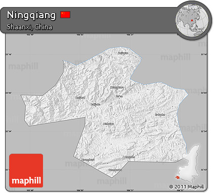Gray Map of Ningqiang, single color outside