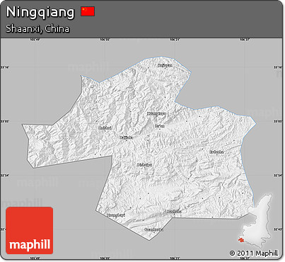 Gray Map of Ningqiang, single color outside