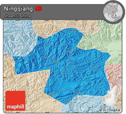 Political Map of Ningqiang, lighten