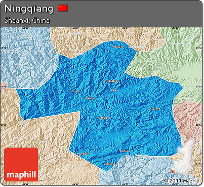 Political Map of Ningqiang, lighten