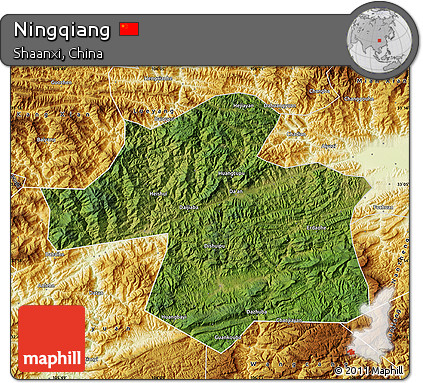 Satellite Map of Ningqiang, physical outside
