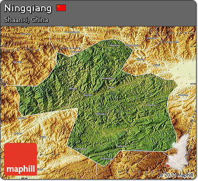 Satellite Map of Ningqiang, physical outside